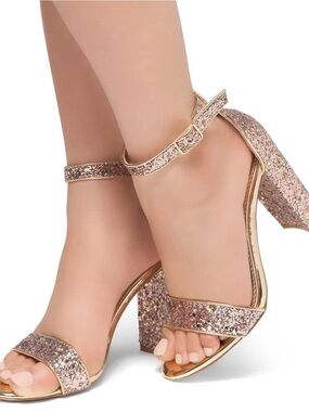 Shoe Land Rose Gold Glitter Hells Woman’s 10
